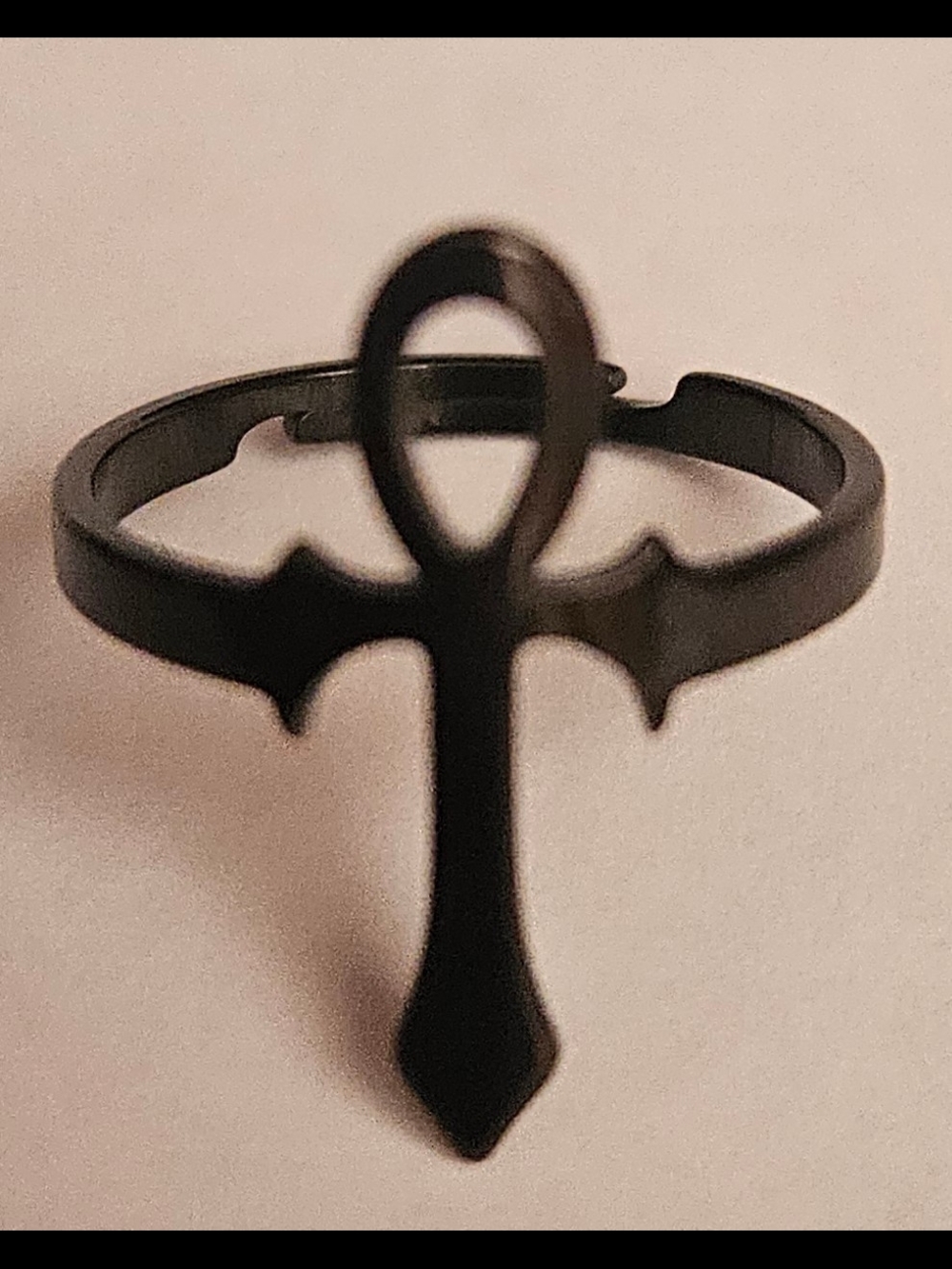 Black Ankh Cross Ring